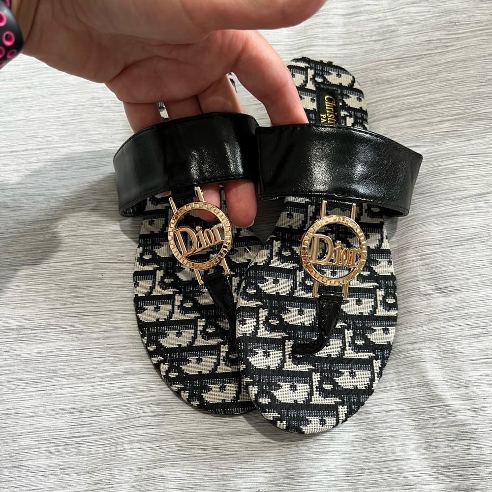 Black and gold sandals